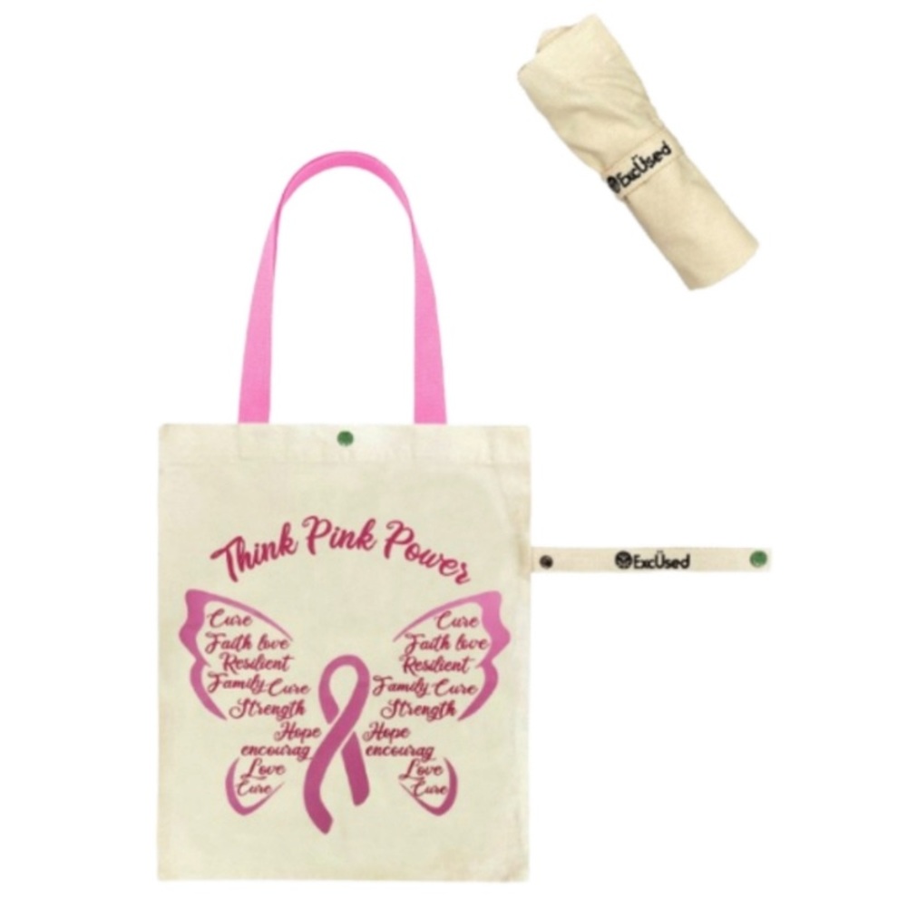 💗🆕 Think Pink Power - Breast Cancer Awareness Reusable Tote - Picture 1 of 3